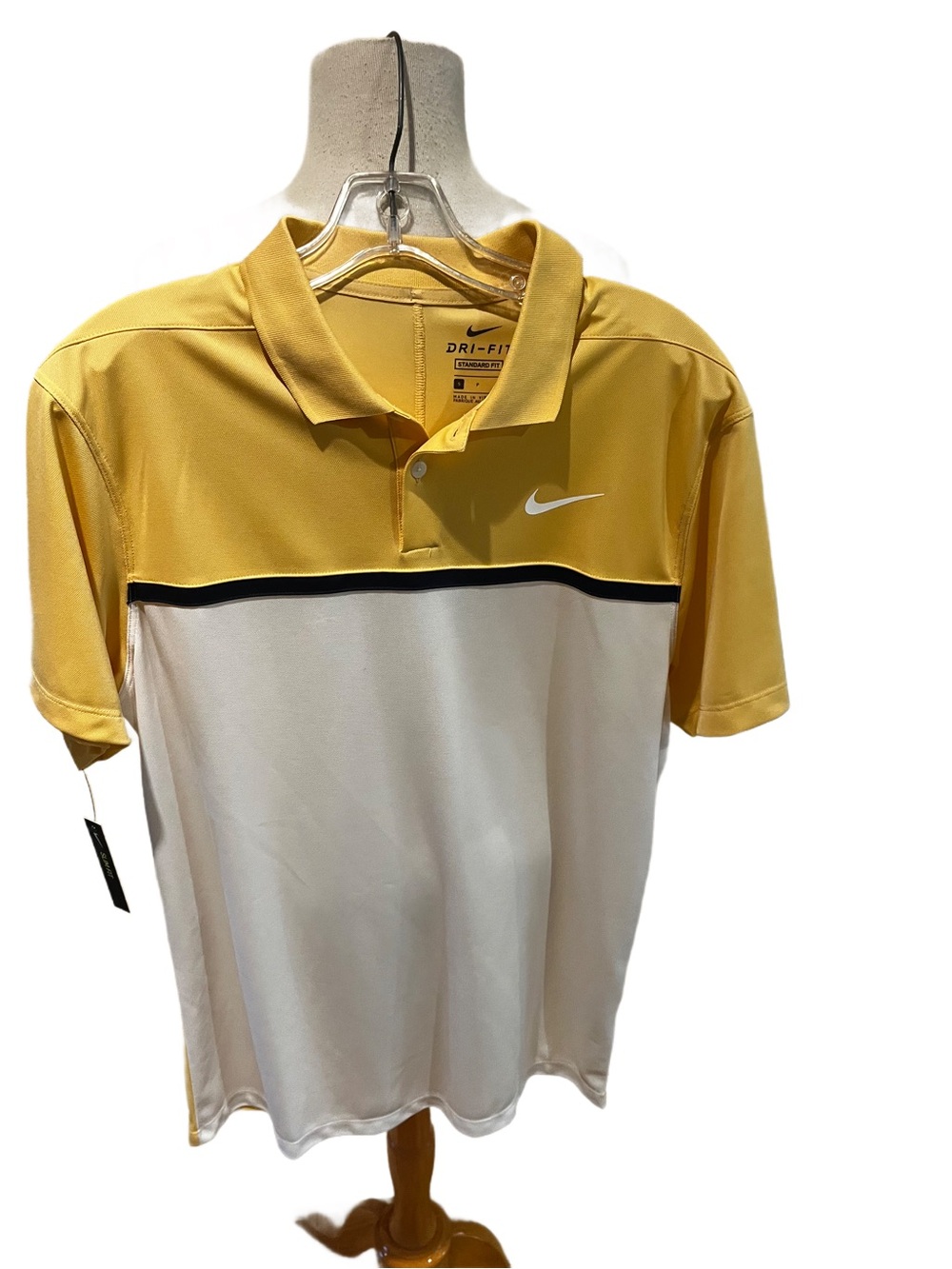 NWT Nike Men's Slim & Dry Fit Yellow/White Golf Colorblock Polo S